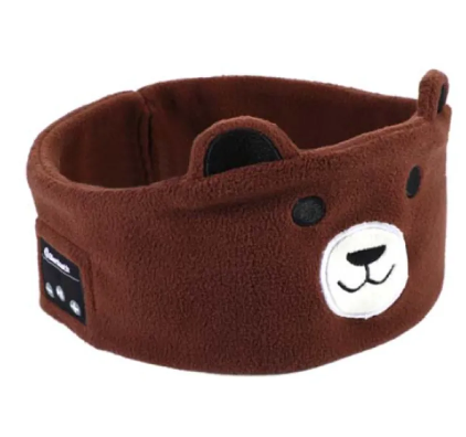 Bluetooth Sleep Mask Headphones – Animal Plush Headband with Built-In Wireless Speakers