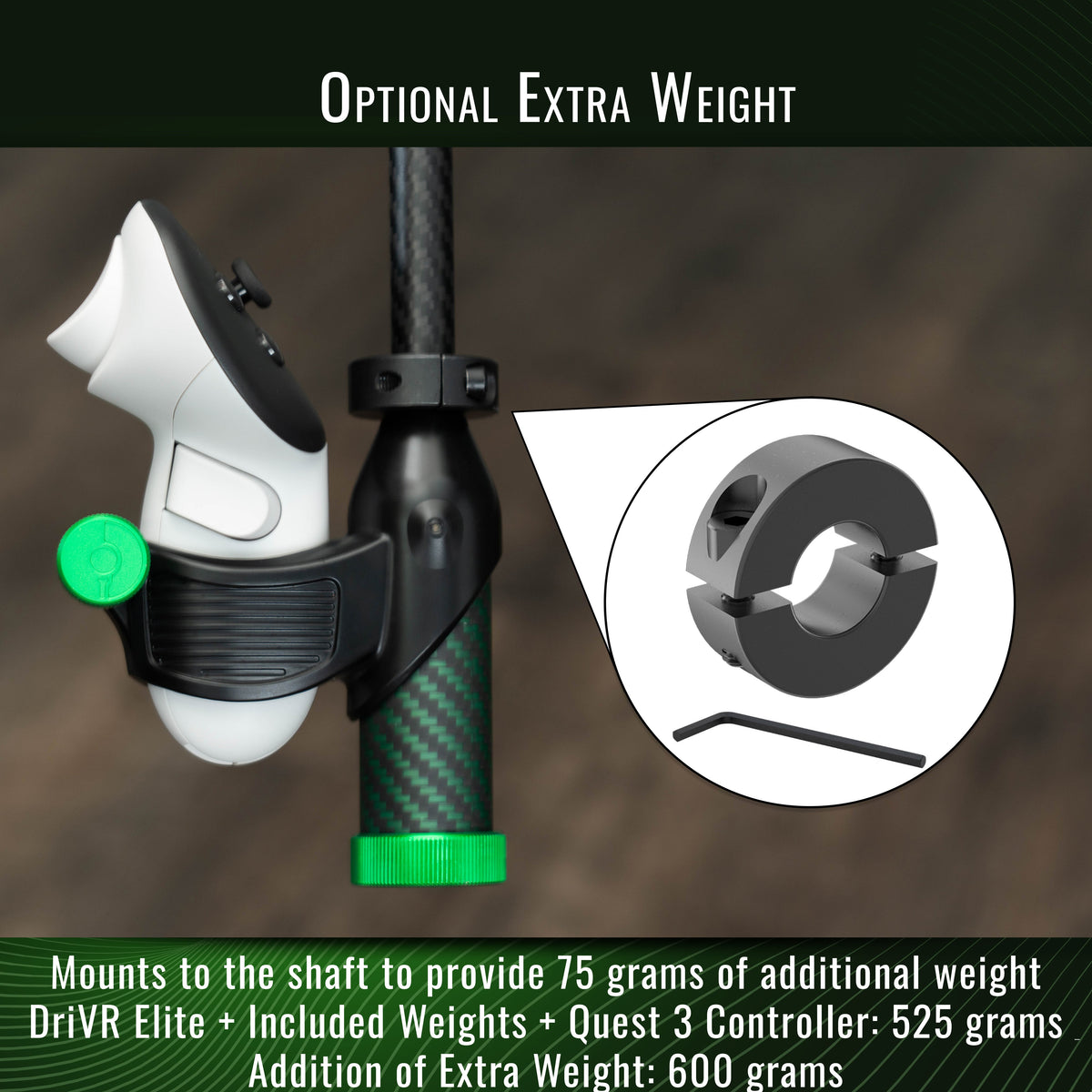 DriVR Elite Mini - Adjustable VR Weighted Golf Club Handle Accessory - Compatible with Quest 2, 3/3s, and Pro - For GOLF+