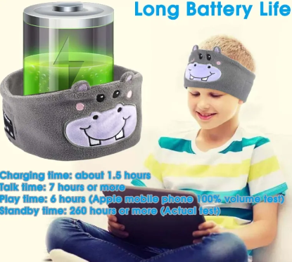 Bluetooth Sleep Mask Headphones – Animal Plush Headband with Built-In Wireless Speakers