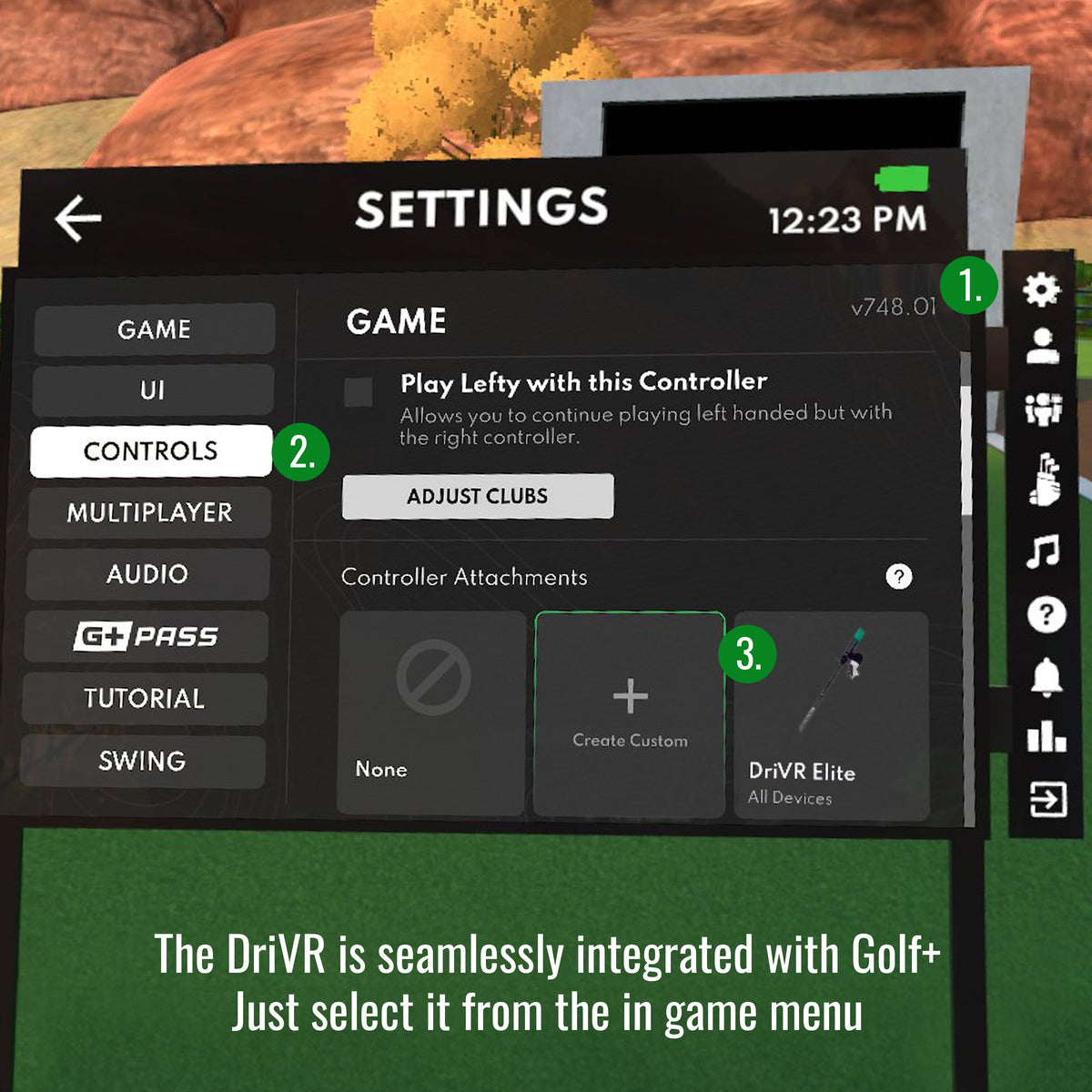 DriVR Elite Mini - Adjustable VR Weighted Golf Club Handle Accessory - Compatible with Quest 2, 3/3s, and Pro
