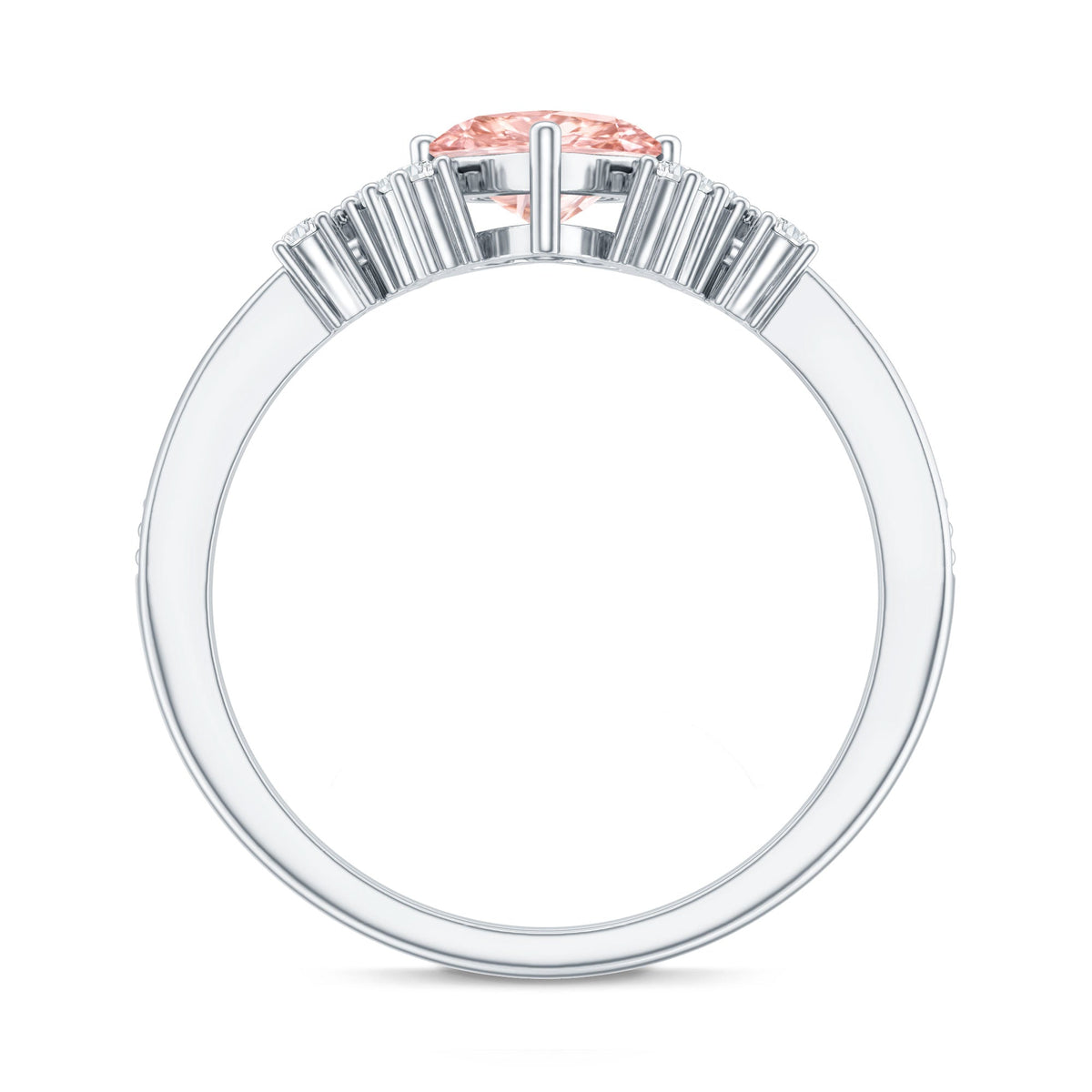 1 CT Lab Grown Pink and White Diamond Heart Engagement Ring IGI Certified
