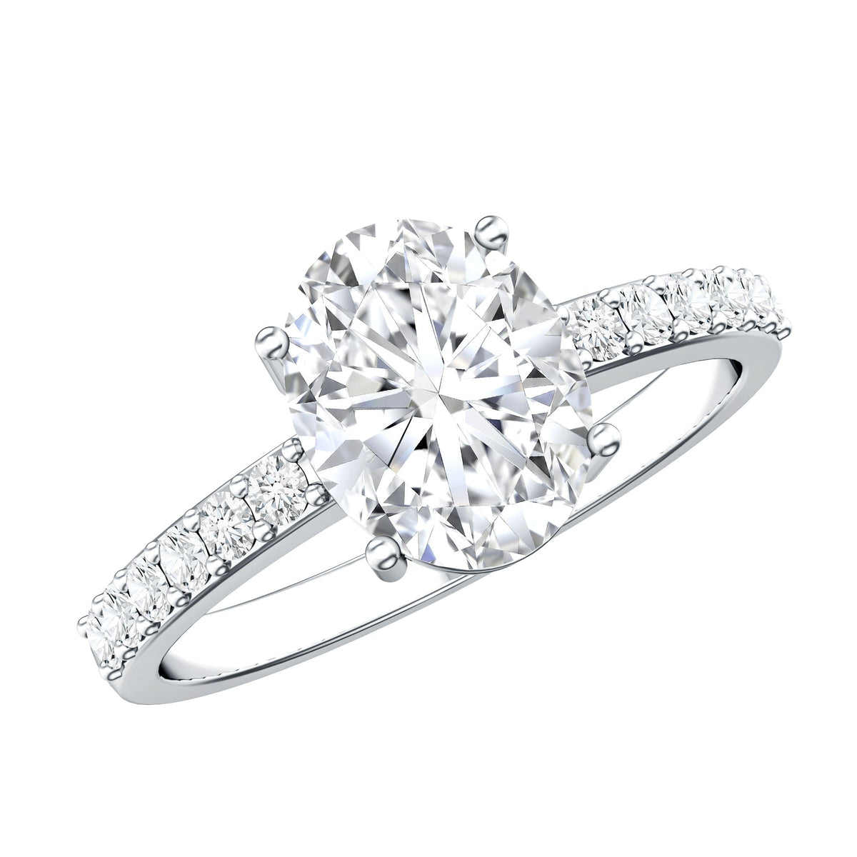 Lab Grown 2 Carat Diamond Oval Engagement Ring with IGI Certificate