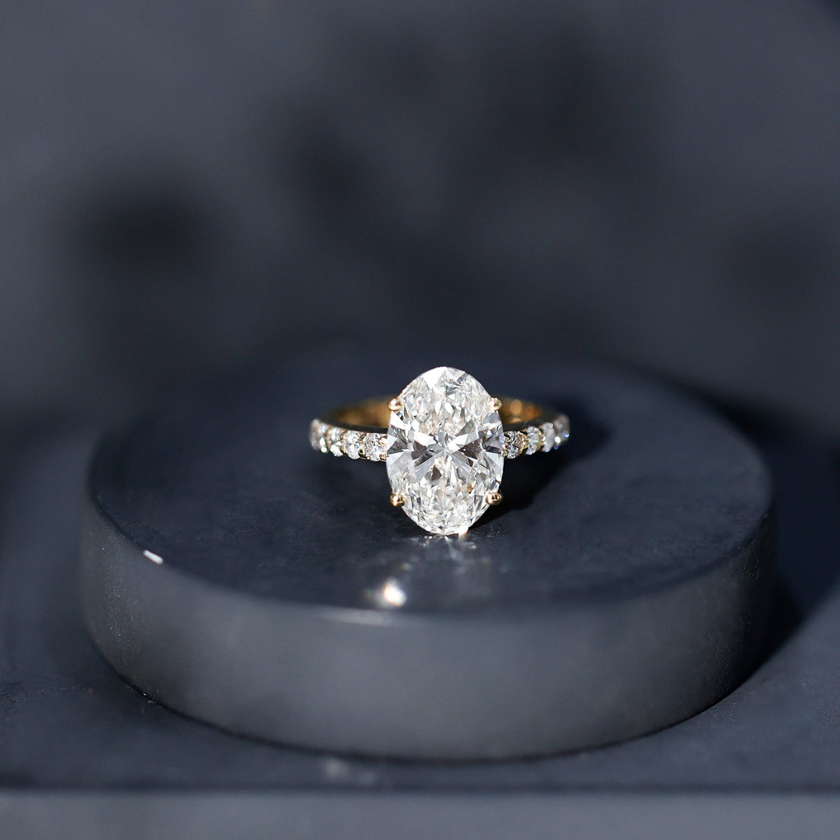 IGI Certified 3 Carat Lab Grown Oval Diamond Engagement Ring for Women