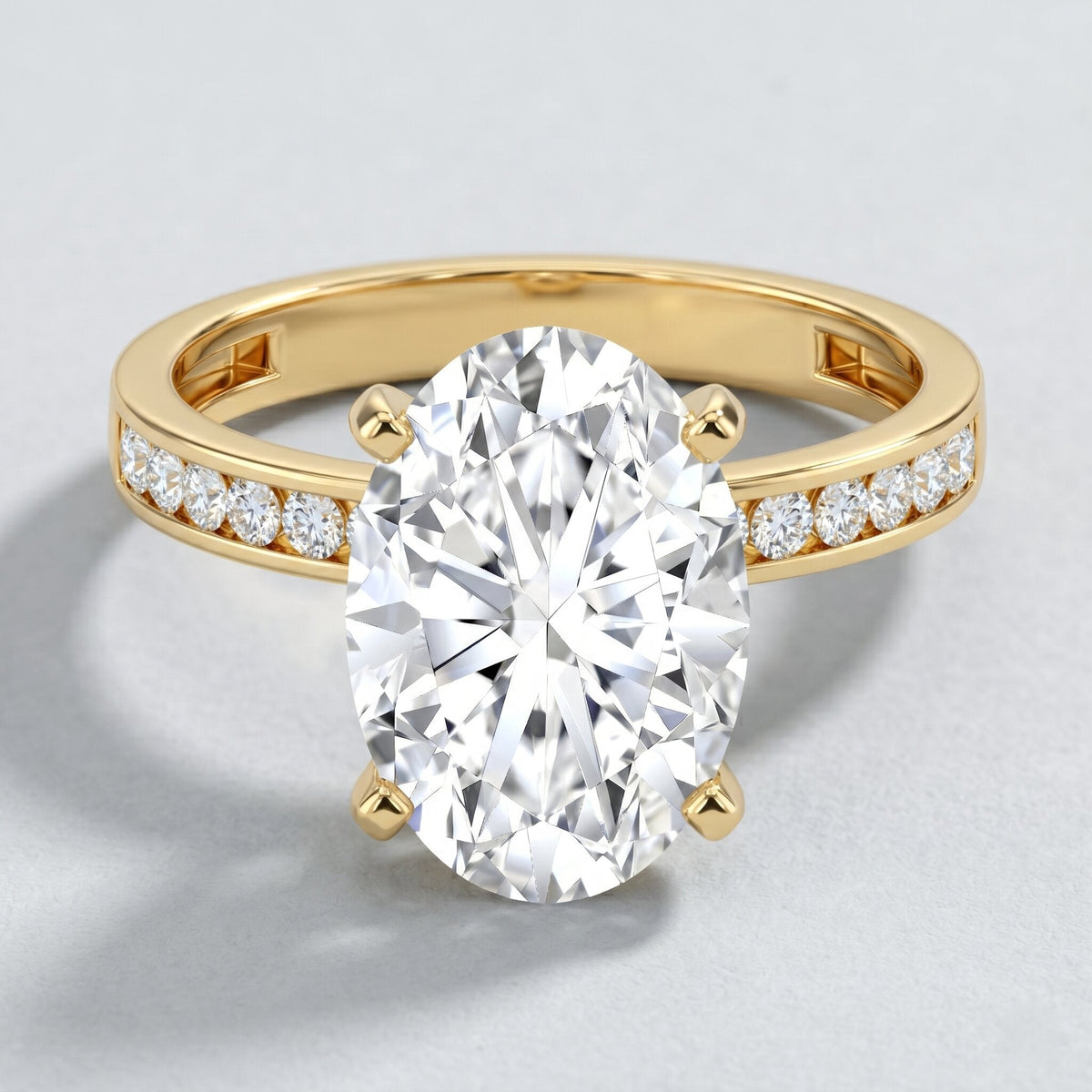 4 Carat Oval Shaped Lab Grown Diamond Huge Engagement Ring with IGI Certificate