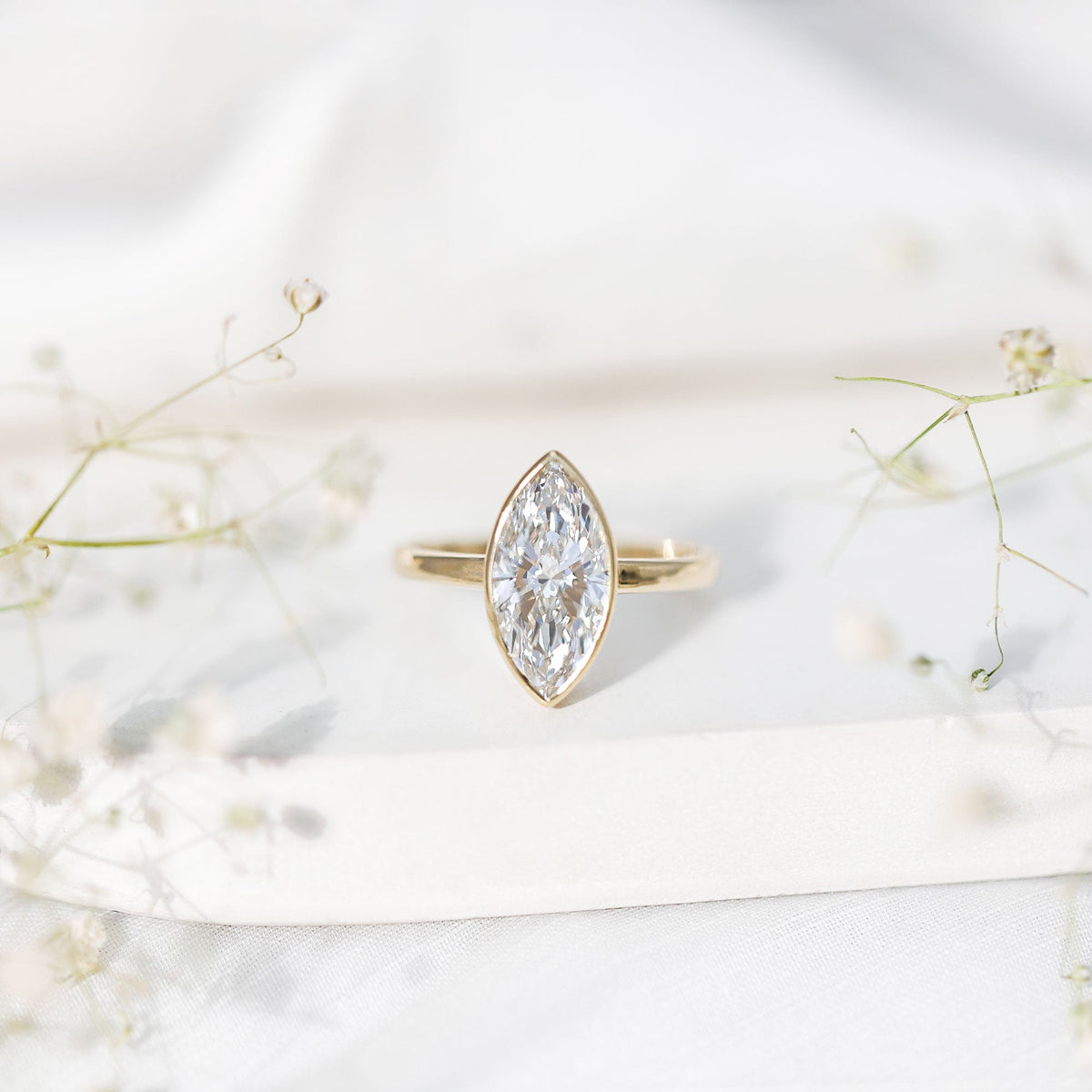 IGI Certified 3 Carat Solitaire Lab Grown Diamond Marquise Cut Engagement Ring