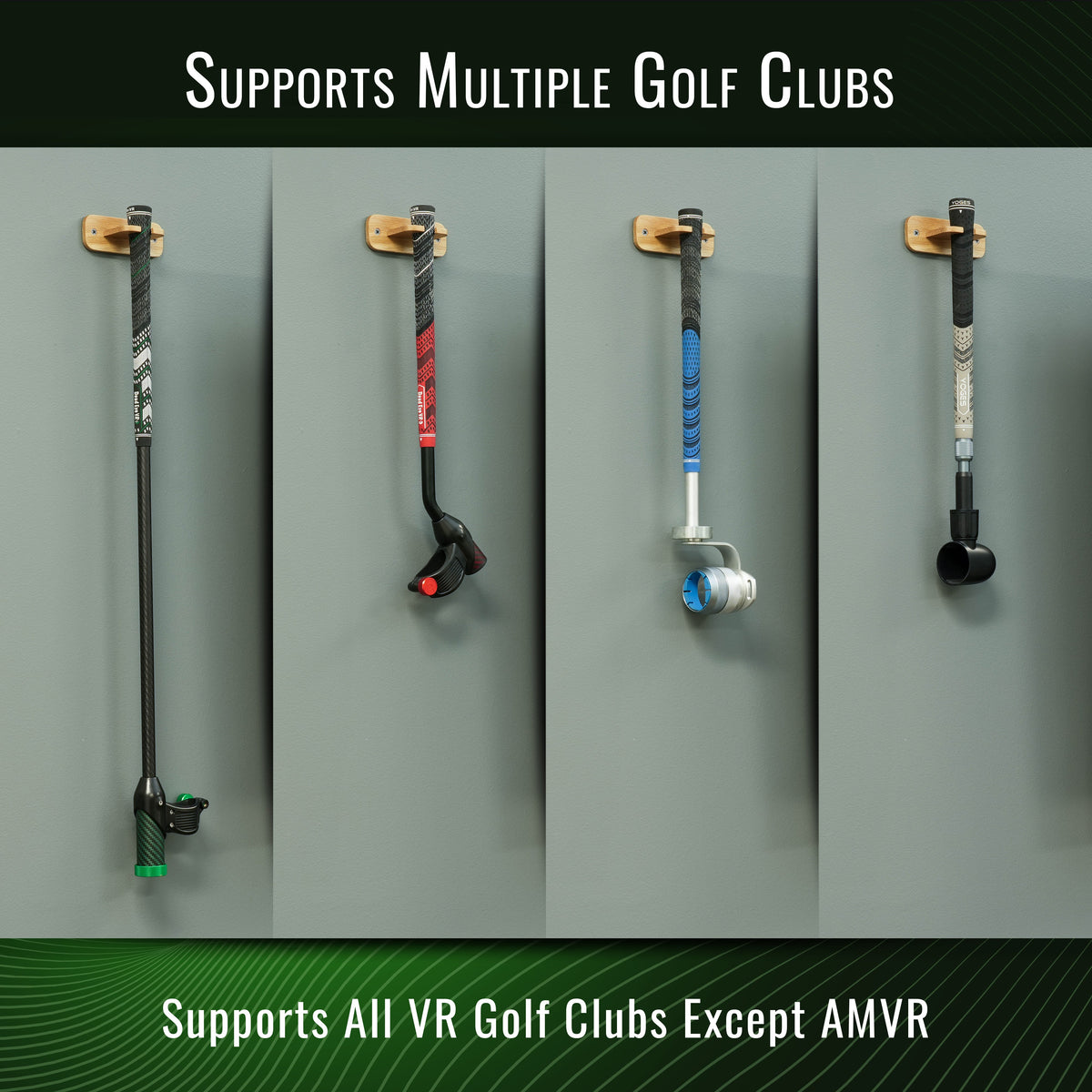 DriVR Wall Mount System - Storage System for Standard and Putter Gripped DriVR VR Golf Club Handles