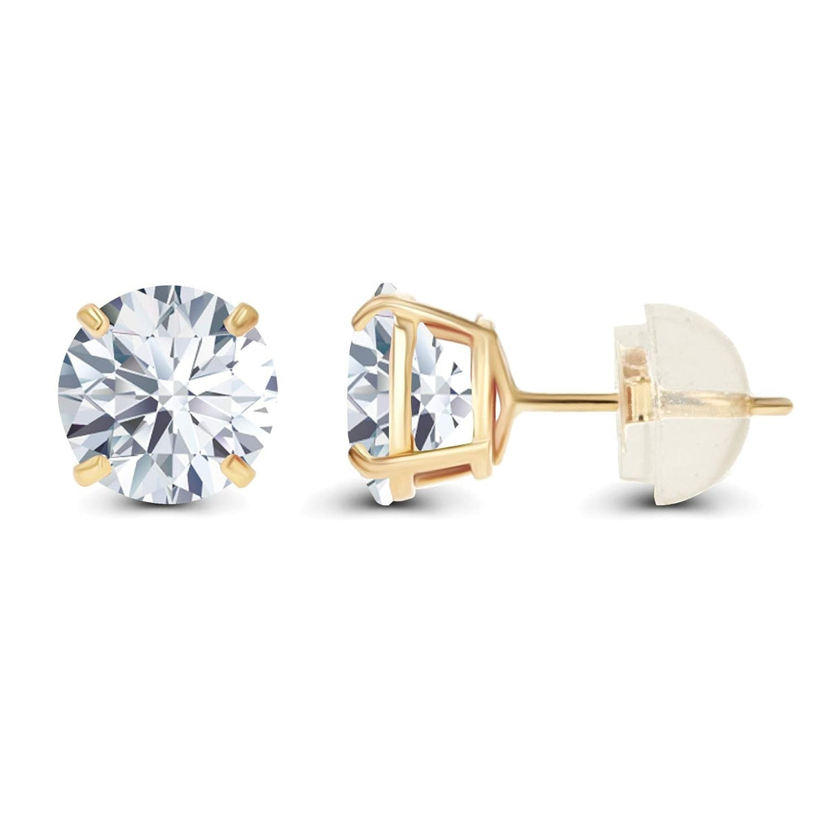 2CTW Created Moissanite Stud Earrings (G-VS) in Choice of 14K White Gold or Yellow Gold