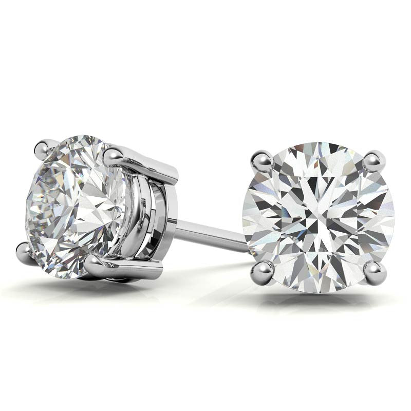 3.50 CTW Lab-Grown Round Diamond Stud Earrings in 14k Gold – E-F/VS AGI Certified