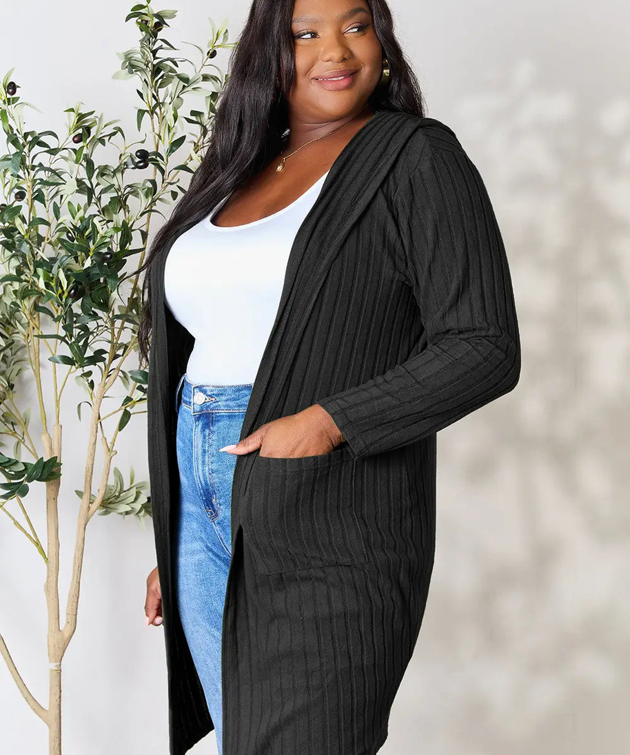 Basic Bae Full Size Hooded Sweater Cardigan