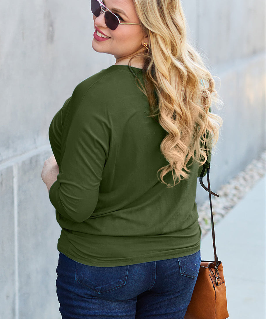 Basic Bae Full Size Round Neck Batwing Sleeve Top