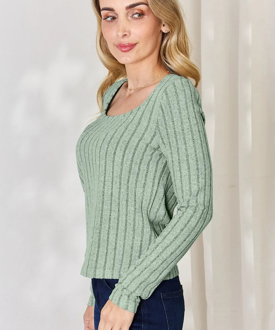 Basic Bae Full Size Ribbed Long Sleeve T-Shirt