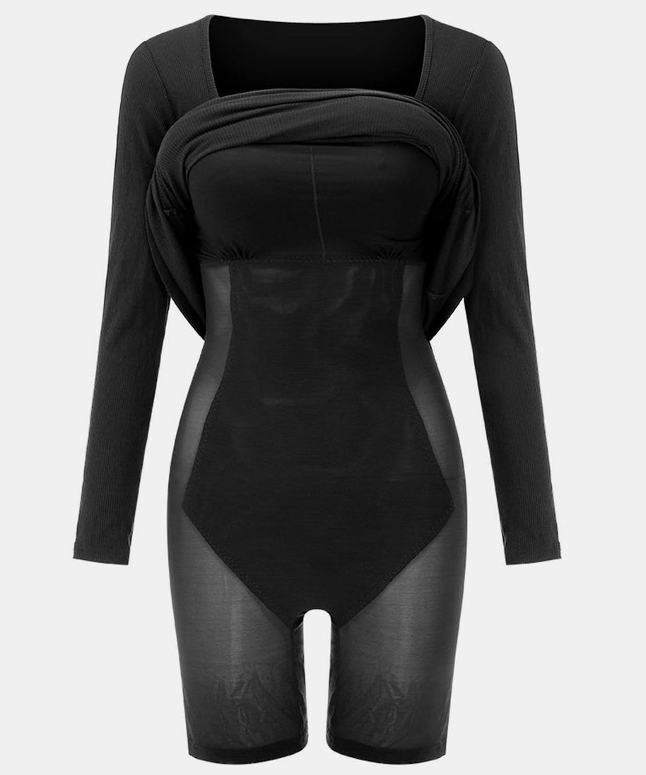 Basic Bae Built-In Shapewear Square Neck Long Sleeve Maxi Dress