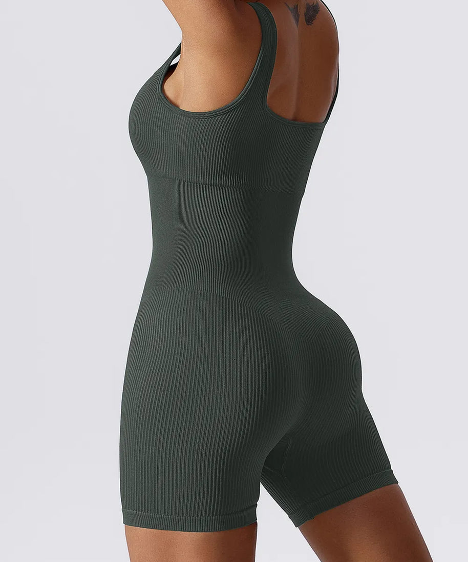 Basic Bae Ribbed Sleeveless Active Romper