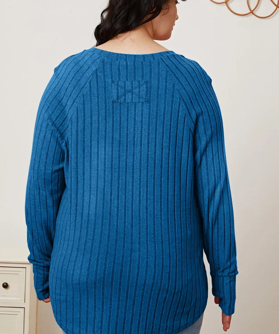 Basic Bae Full Size Ribbed Thumbhole Sleeve T-Shirt