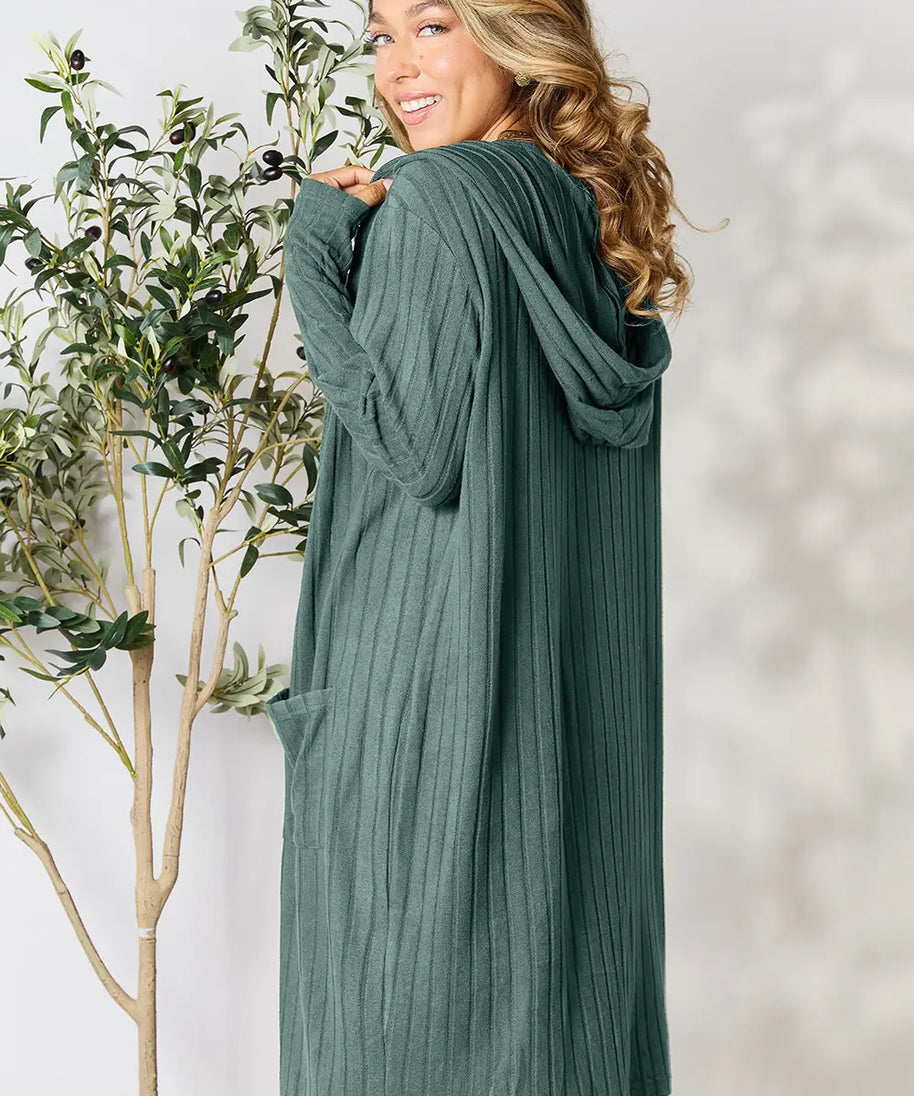 Basic Bae Full Size Hooded Sweater Cardigan