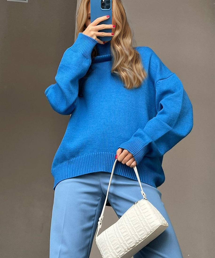 Basic Bae Turtleneck Dropped Shoulder Long Sleeve Sweater