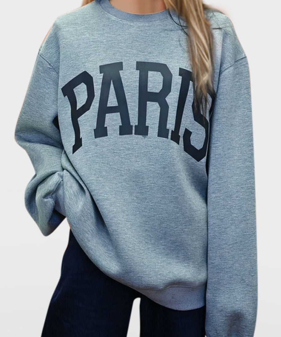 Basic Bae PARIS Round Neck Long Sleeve Air Scuba Sweatshirt