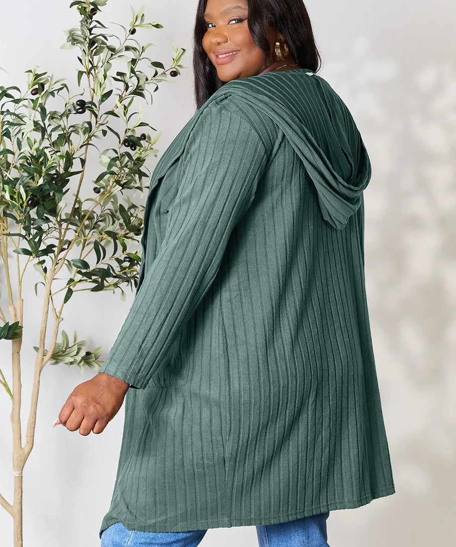 Basic Bae Full Size Hooded Sweater Cardigan