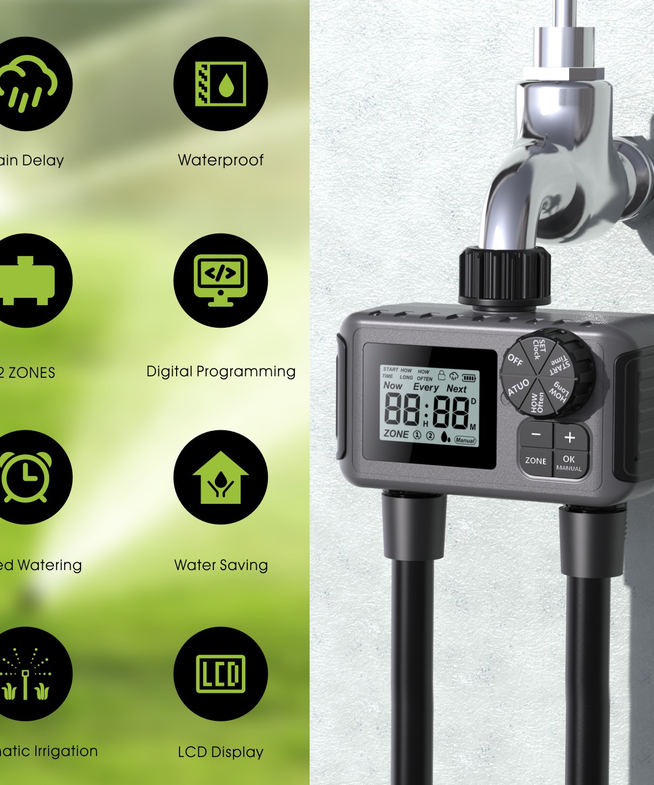 Automatic Dual-Channel Garden Irrigation Timer | Smart Watering Controller