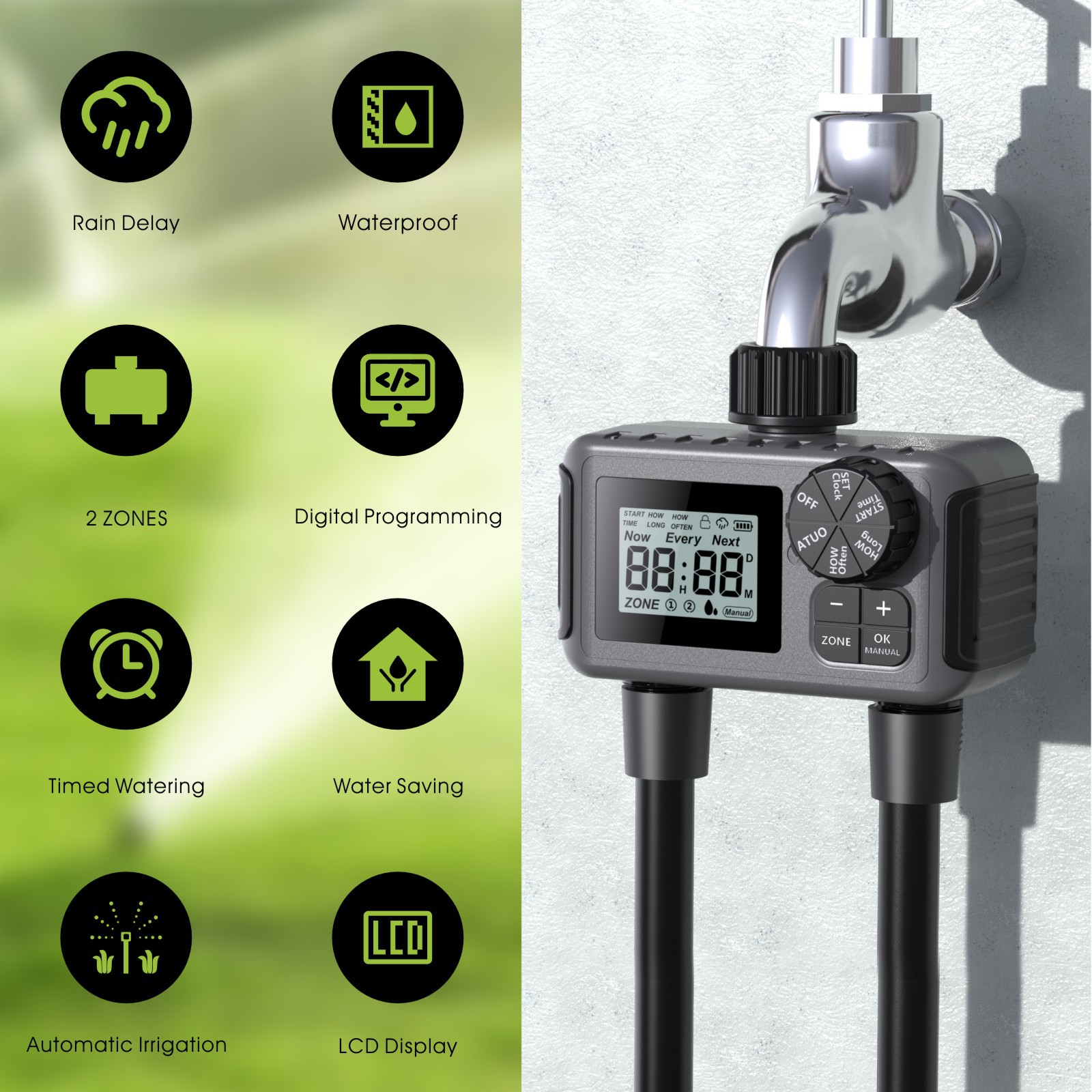 Automatic Dual-Channel Garden Irrigation Timer | Smart Watering Controller