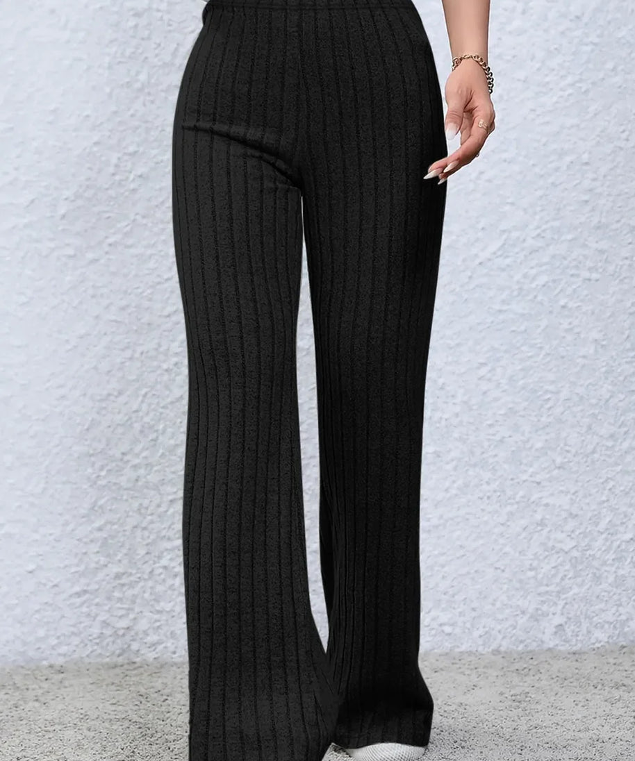 Basic Bae Full Size Ribbed High Waist Flare Pants