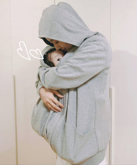 Kangaroo Mother Baby Plush Nursing Sweater Coat