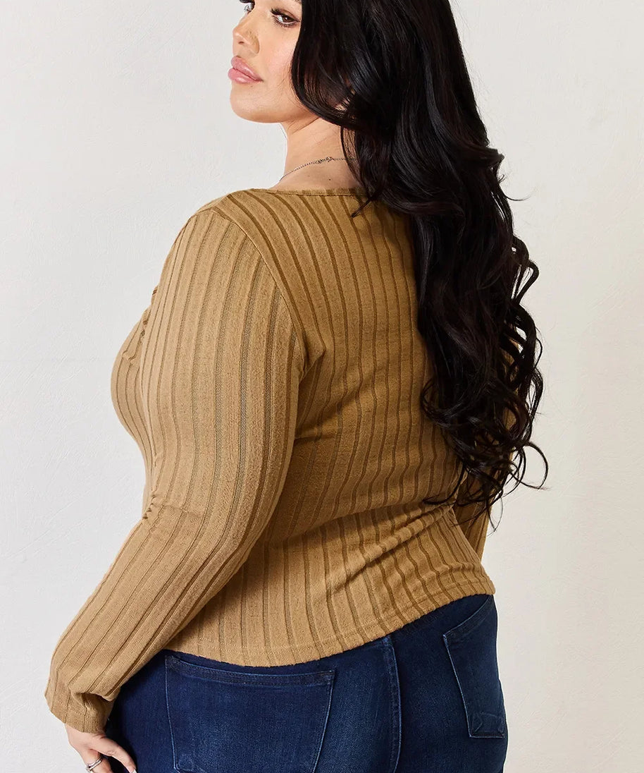 Basic Bae Full Size Ribbed Long Sleeve T-Shirt