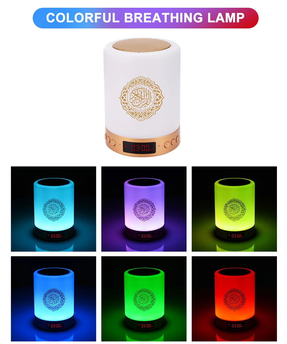 Haut-parleur Bluetooth Coran avec lumière LED – 18 voix, 12 langues, radio FM et MP3