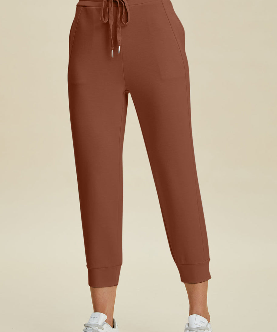 Basic Bae Full Size Air Scuba Drawstring High Waist Cropped Pants