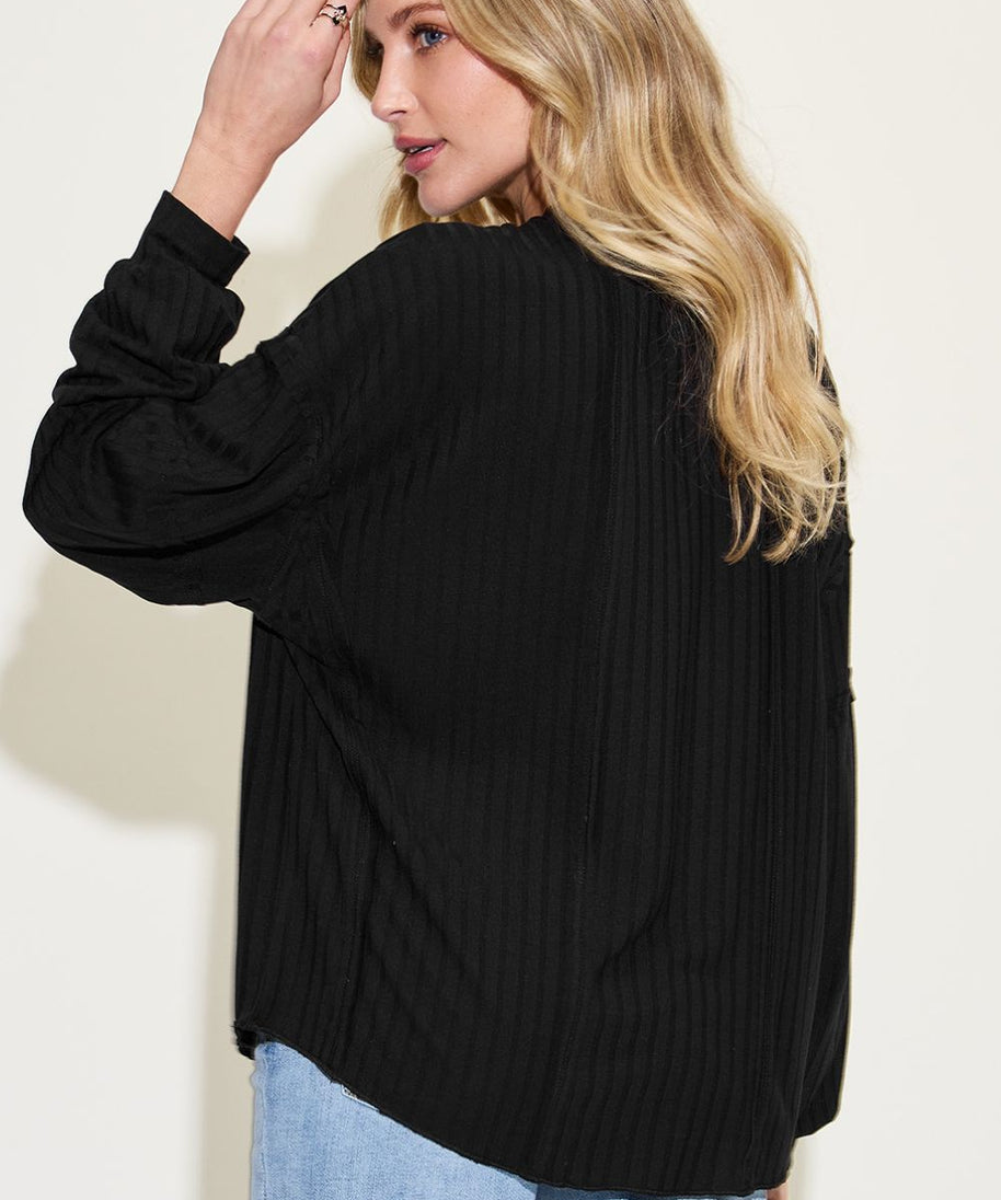 Basic Bae Full Size Ribbed Round Neck Long Sleeve T-Shirt