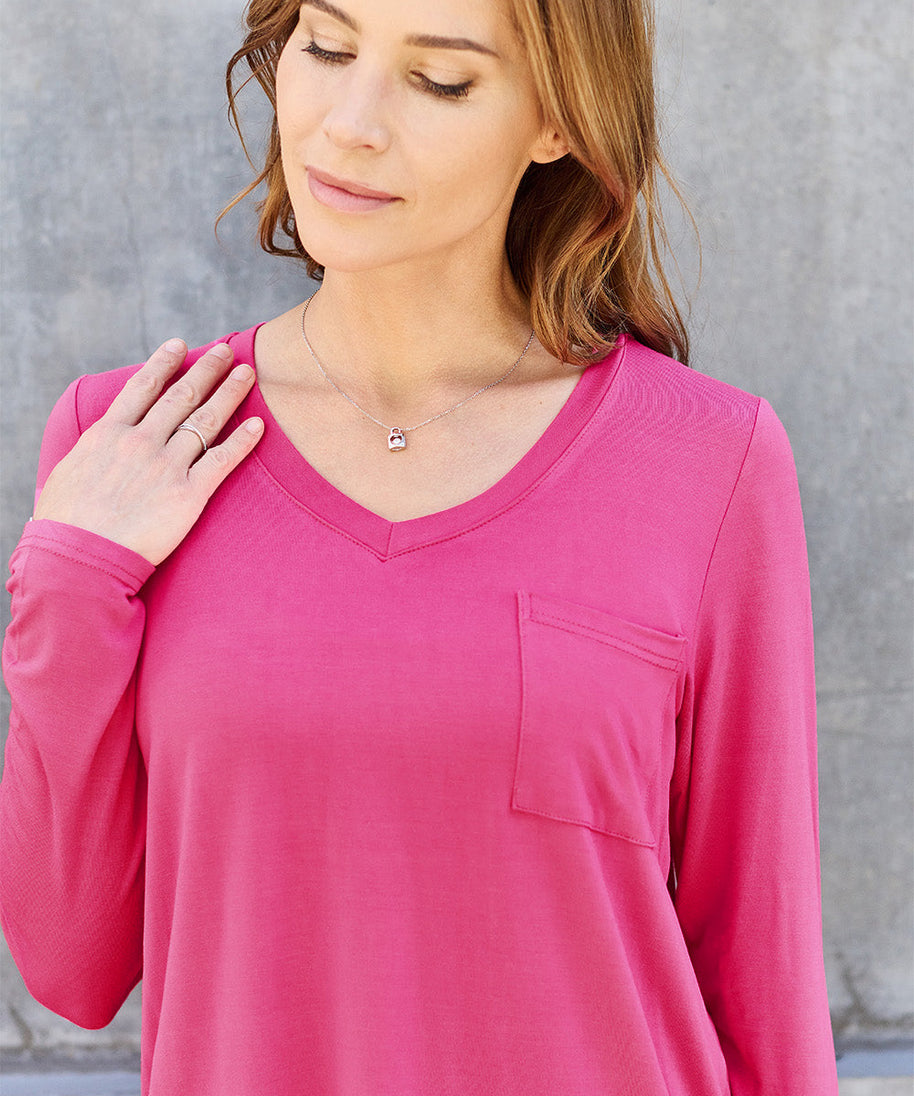 Basic Bae Full Size V-Neck Long Sleeve Top