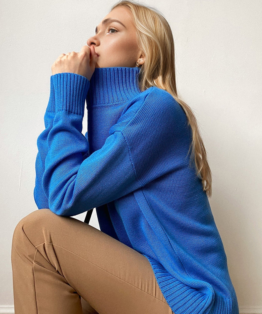 Basic Bae Turtleneck Dropped Shoulder Long Sleeve Sweater