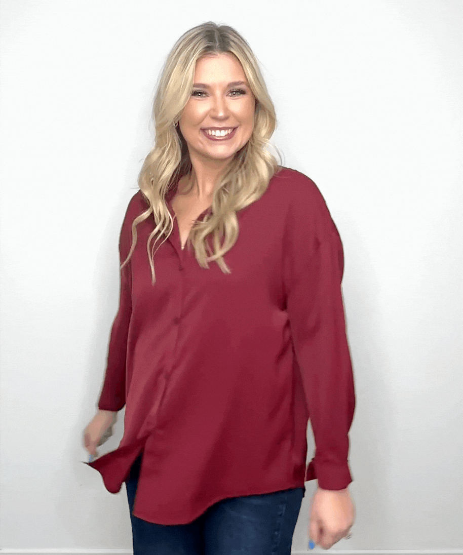 The Kathryn Button-Up, Maroon