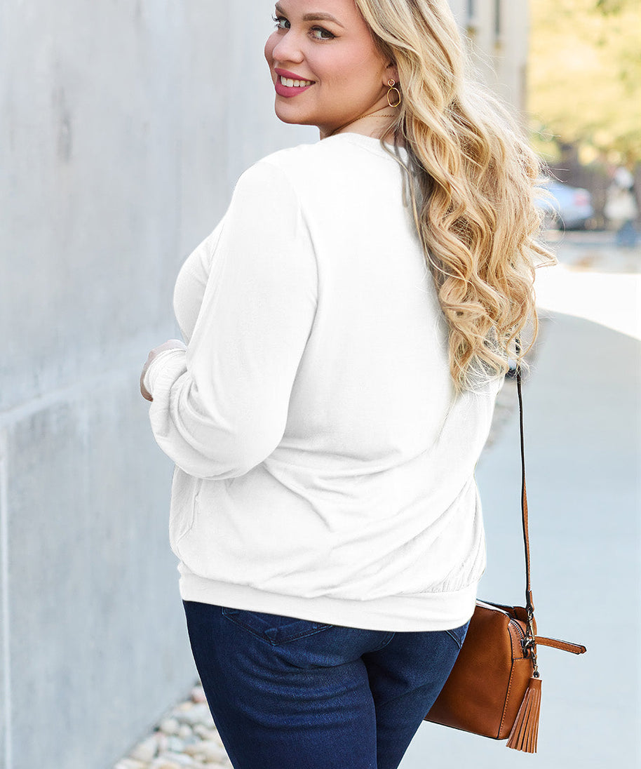 Basic Bae Full Size V-Neck Lantern Sleeve Top