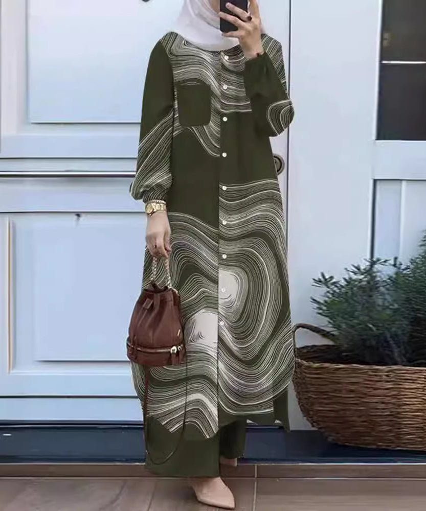Muslim-Inspired Long Sleeve Shirt and Pants Set