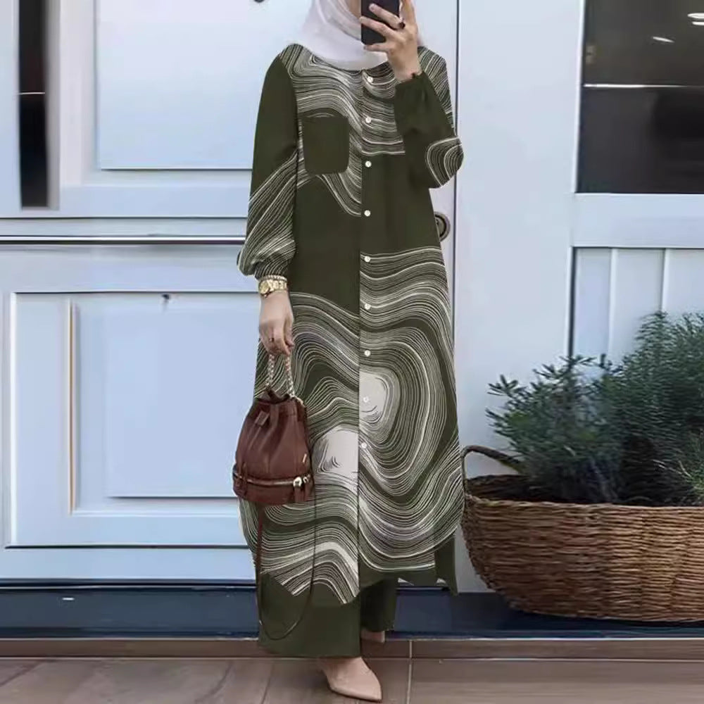 Muslim-Inspired Long Sleeve Shirt and Pants Set