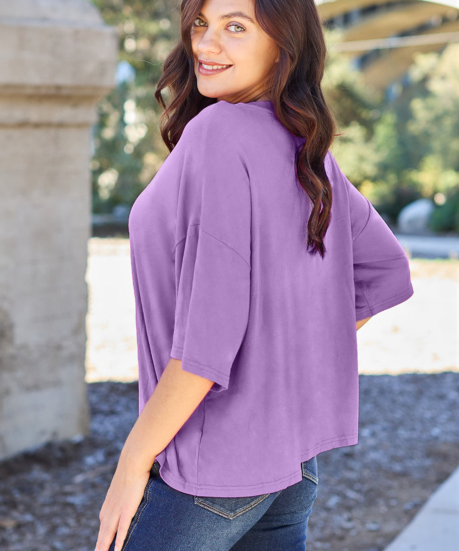 Basic Bae Bamboo Full Size Round Neck Drop Shoulder T-Shirt