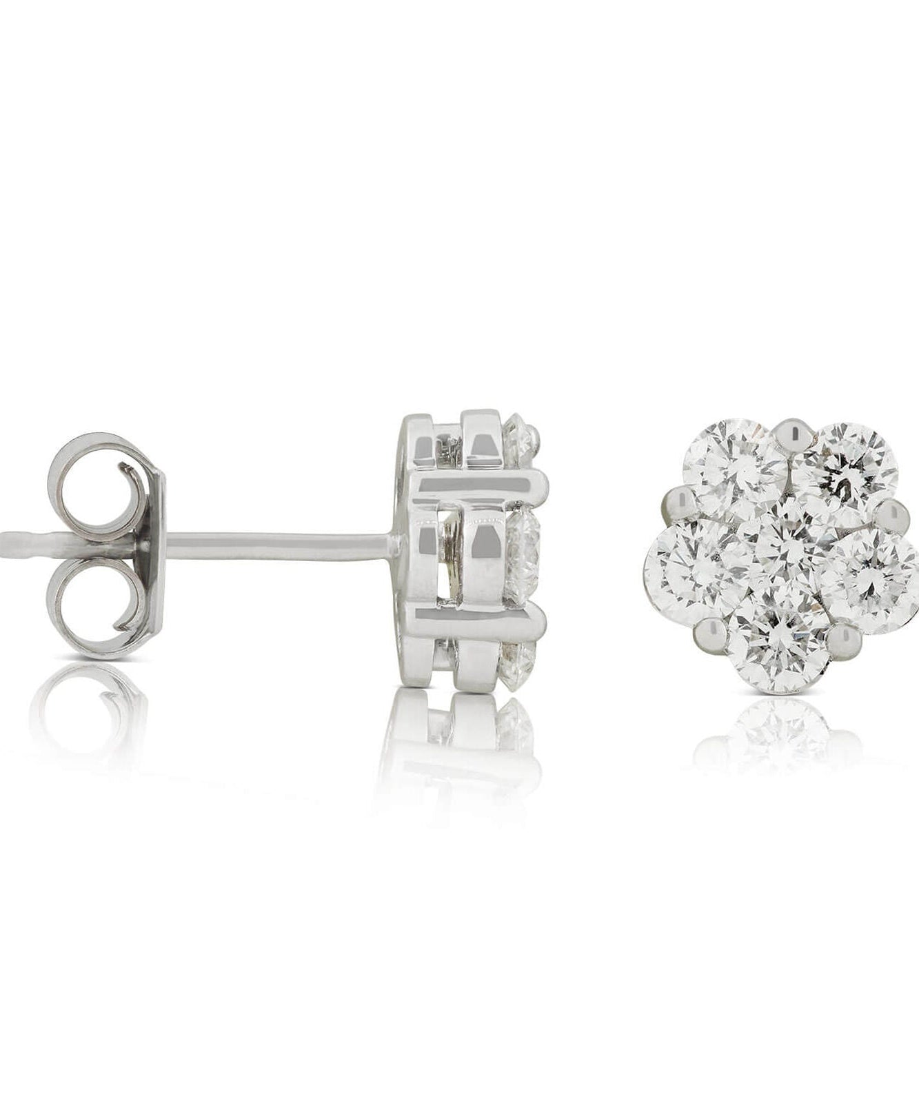 AGI Certified 2.00ctw Lab Diamond Floral Cluster Stud Earrings in 14kt White Gold