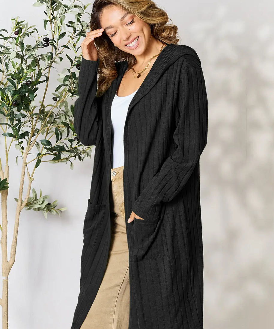 Basic Bae Full Size Hooded Sweater Cardigan