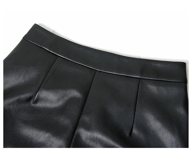 High-Waisted A-Line Loose Fit Wide-Leg Leather Pants