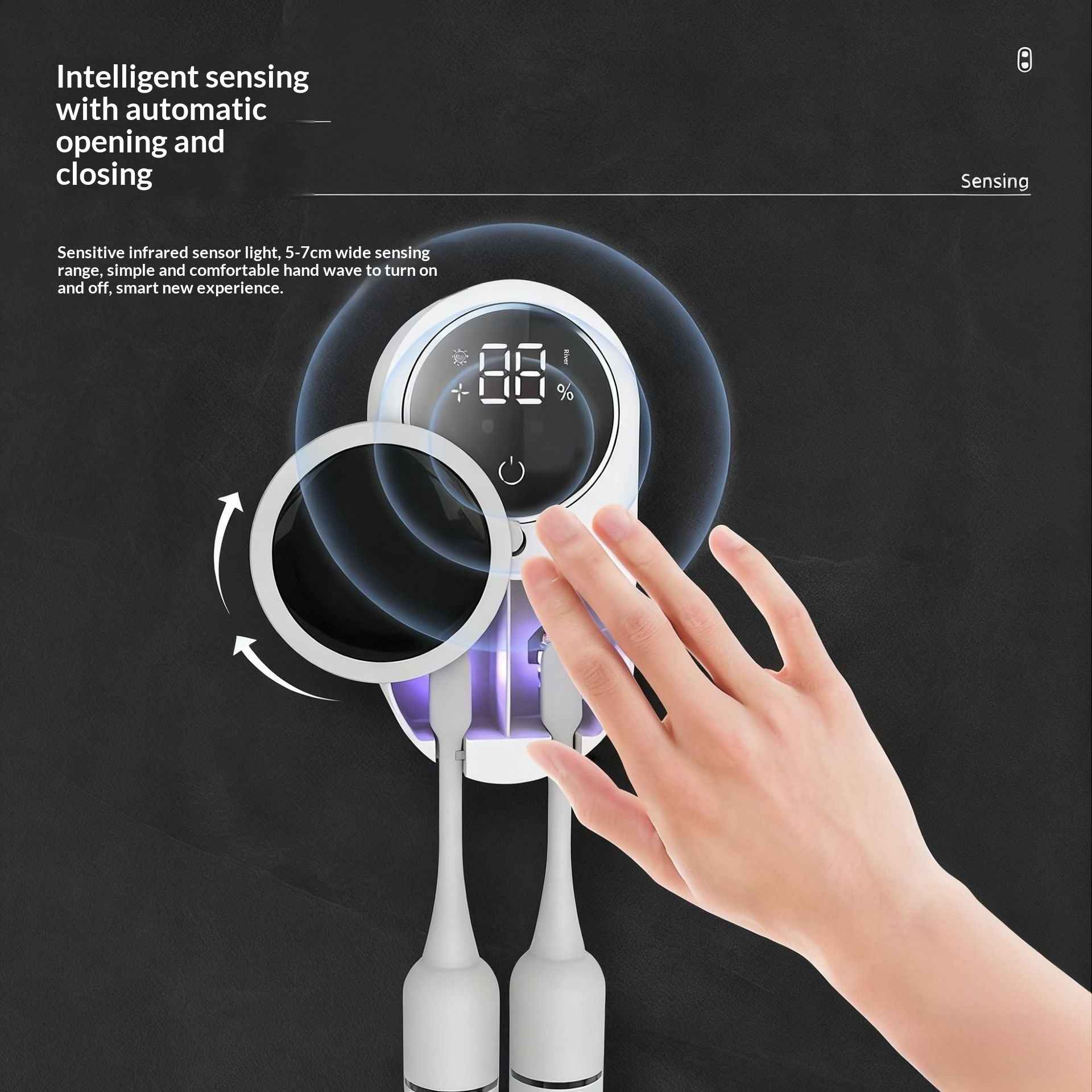 UV Sterilizing Smart Toothbrush Holder – Wall-Mounted, Digital Display & Auto Induction