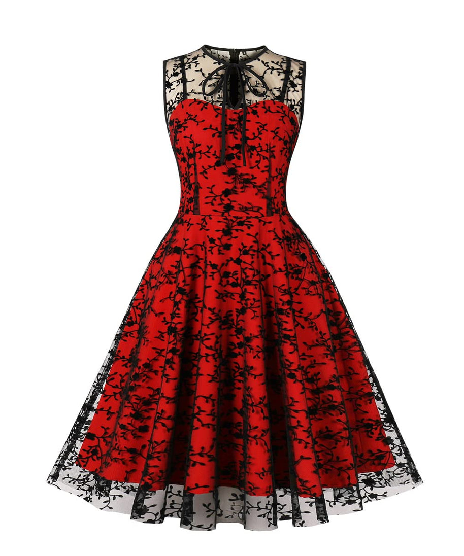 ODIZLI Womens 1950s Retro Pencil Dress Cocktail Party Dresses 50s Dresses for Women Western Style Dress for Women Harajuku Dress Plus Size Dress for Women Black Prom Dress Gothic Lace Black Red XL