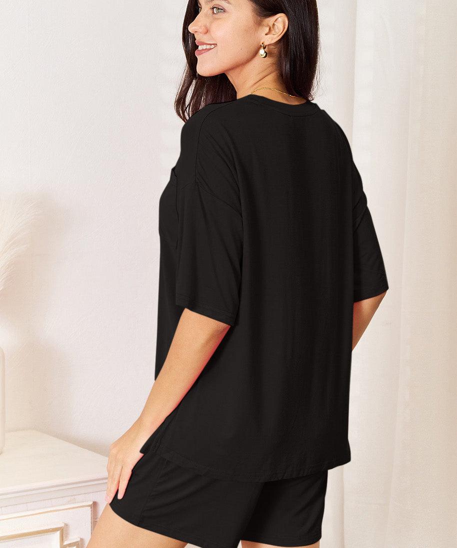Basic Bae Full Size Soft Rayon Half Sleeve Top and Shorts Set