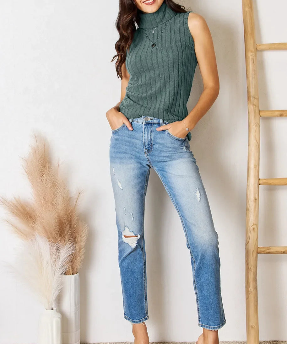 Basic Bae Full Size Ribbed Turtleneck Tank