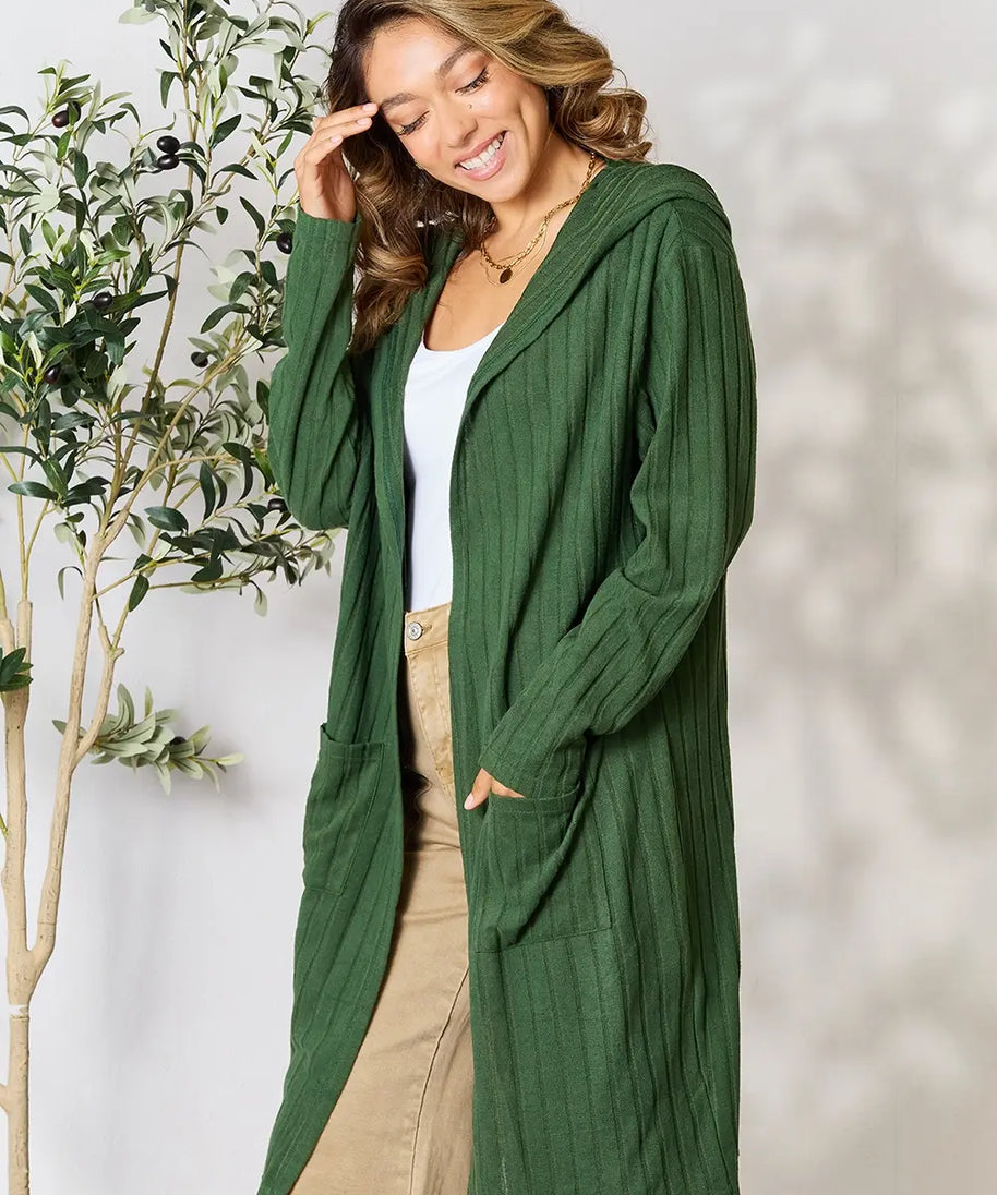 Basic Bae Full Size Hooded Sweater Cardigan