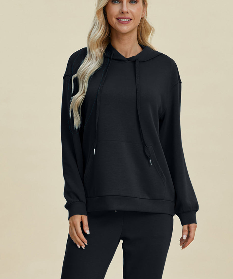 Basic Bae Full Size Air Scuba Drawstring Long Sleeve Hoodie with Kangaroo Pocket