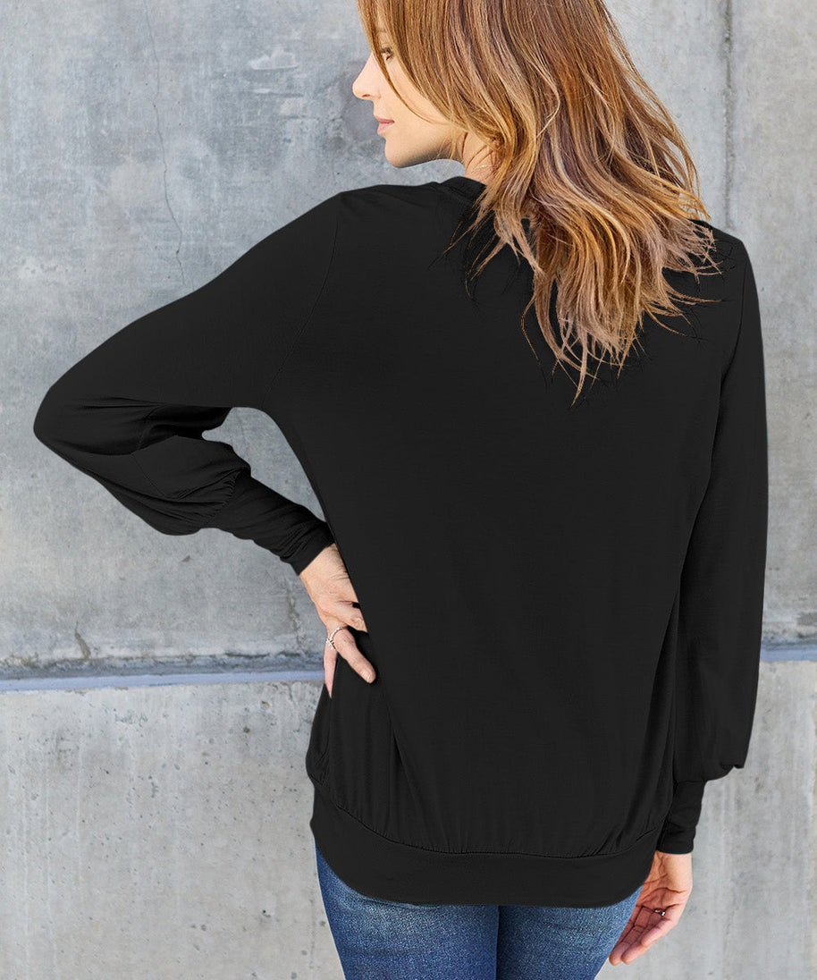 Basic Bae Full Size V-Neck Lantern Sleeve Top