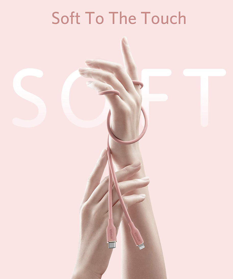 Anker <b>641</b> USB-C to Lightning Cable (Flow, 3 ft Silicone)