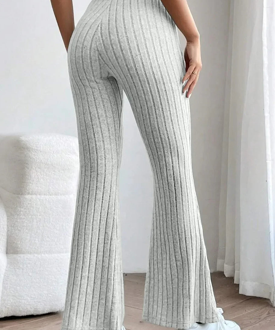 Basic Bae Full Size Ribbed High Waist Flare Pants