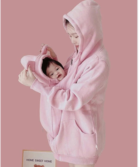 Kangaroo Mother Baby Plush Nursing Sweater Coat